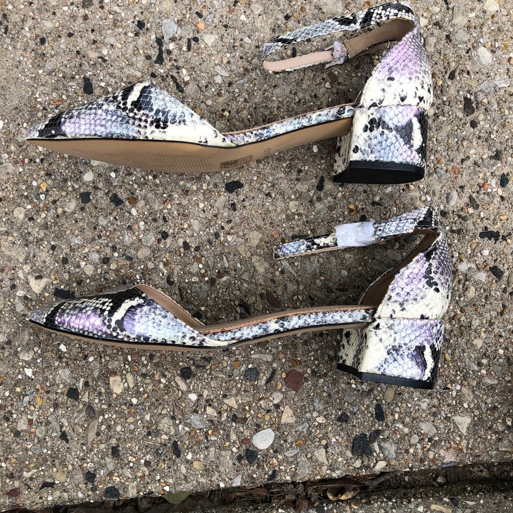 Aldo Snake Print Pointed Toe Block Heel Flats - image 5